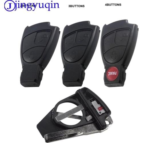 Jingyuqin 2/3/4 Button Remote Car Key Fob Case Shell For Mercedes Benz B C E ML S CLK CL Replacement Shell+ Battery Holder