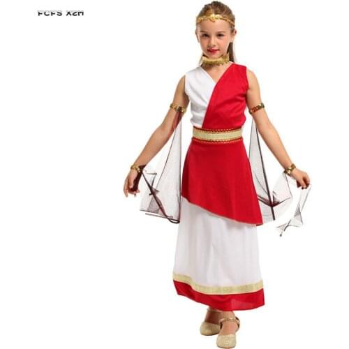 Girls Halloween Goddess Athena Costumes Kids Children Greece Princess Queen Cosplay Carnival Purim parade Stage play party dress
