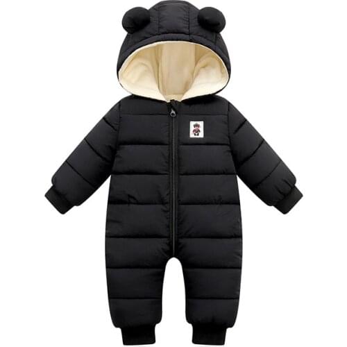 Ins 2021 Autumn Winter Infant Baby Clothing New Baby Boys Thick Down Cotton Jumpsuit Girls Long-sleeved Hooded Romper 3-12 Month