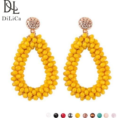 DiLiCa Women Bohemian Drop Earrings Female Trendy Beads Statement Dangle Earrings Ethnic Charms Earring Jewelry oorbellen