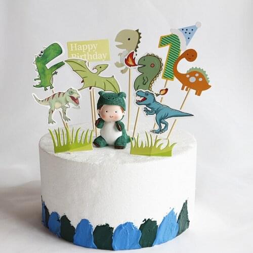 Dinosaur Cupcake Toppers Picks Cute Tyrannosaurus Dino Cake Toppers for Happy Birthday Dinosaur Party Decoration Supplies