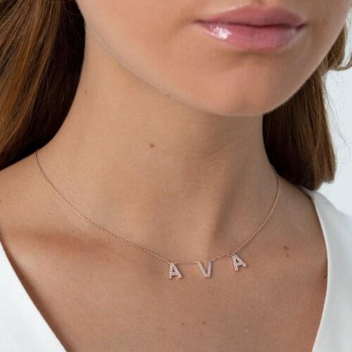 DOREMI 9mm Crystal Pendant Custom Name Pendant Necklace Personalise Zircon Letter Necklace For Women Jewelry Gift Dropshipping