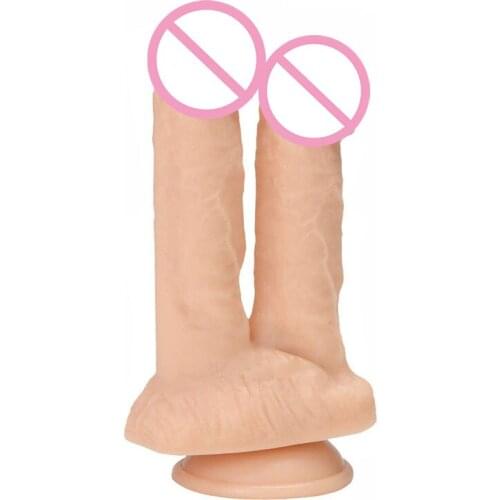 Double Dildos Female Masturbation Penetration Vagina for Anal Big Realistic Penis With Suction Cup Couples Sex Toys Consolador