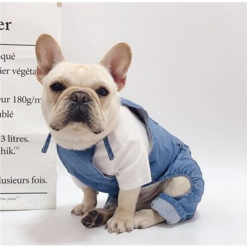 Spring French Bulldog Jeans Puppy Pet Summer Clothes for Small Dogs Pants Soft Denim Dog Rompers Yorkshire Apparel Pug Costume