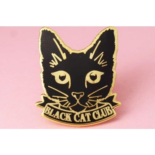 Halloween Meow Black Cat Club Enamel Pins Cute Animal Lapel Pin Jacket Jeans Badge Brooch Backpack Fashion Accessories Gift