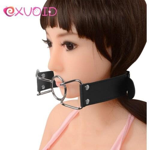 EXVOID SM Bondage Oral Fixation No Vibrator Strap Slave O Ring Head Harness Sex Shop Open Mouth Gag Sex Toys for Couples