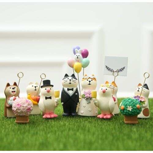 Kawaii Decole Japanese kimono couple cat family party Cartoon Mascot Animals Figures Wedding Resin Ornaments Collectible Toy