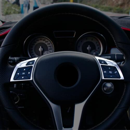 Stainless Steel Car Steering Wheel Buttons Frame Decoration Stikcer Trim 2pcs For Mercedes Benz CLA C117 GLA X156 GLK