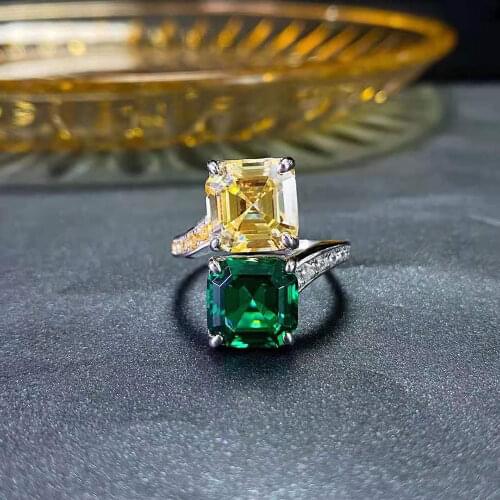KNRIQUEN High Carbon Diamond Topaz Emerald Ring Sterling Silver 925 Party Cocktail Wedding Jewelry for Women Drop Shipping