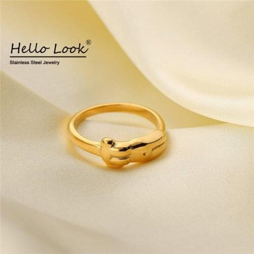 HelloLook Ins Hot Creative Abstract Body Ring for Women Stainless Steel Stackable Finger Ring Fashion Jewelry Size 6/7/8