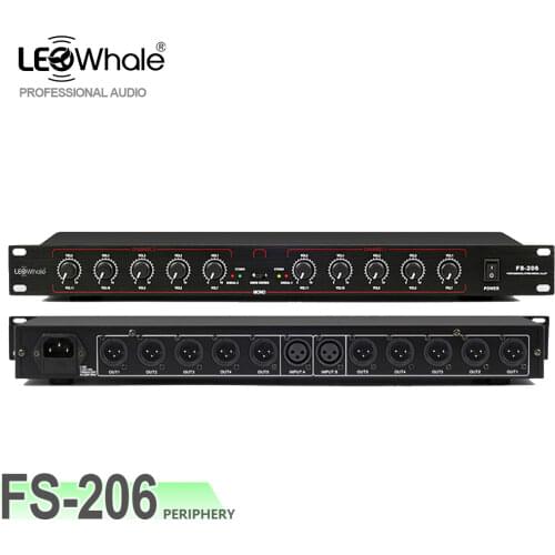 LEOwhale FS-210 Professional Equipment Stereo Mono Audio Signal Splitter Amplifier Distributor 2 in 10 Out XLR for Stage