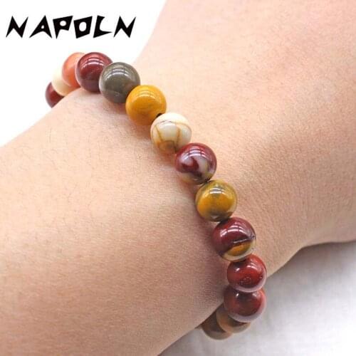 NAPOLN 4/6/8/10/12mm Fashion Natural Egg Yolk Stone Bracelet Be Fit For Men Women Accessories And Amulets Jewelry