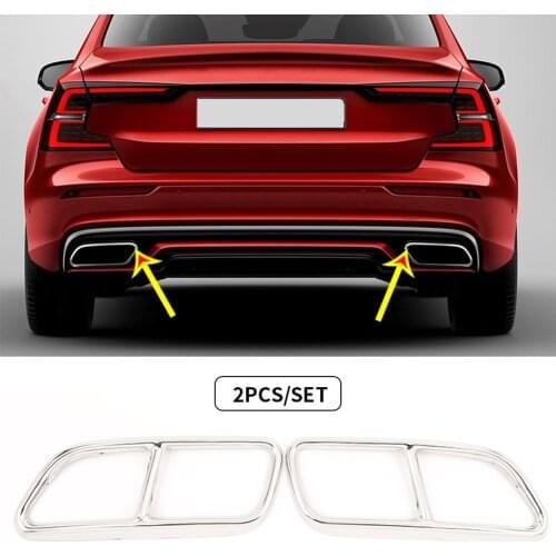 Car Rear Exhaust Pipe Cover Muffler Tip Covers Trim Sticker Frame For Volvo V60 2014 2015 2016 2017 2018 2019 Car Accessories