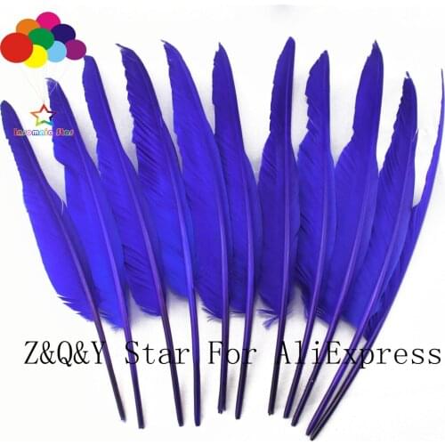 Natural 35-40CM Goose Humpback Feather Dyed Blue Orchid DIY Craft Pen Accessories Feather