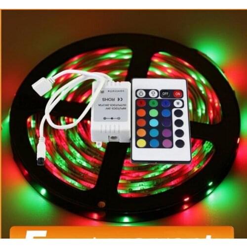 Non Waterproof 5M RGB LED Strip 2835 3528 12V 24Key IR Remote Controller Flexible Light Led Tape Decoration Lamp free shipping