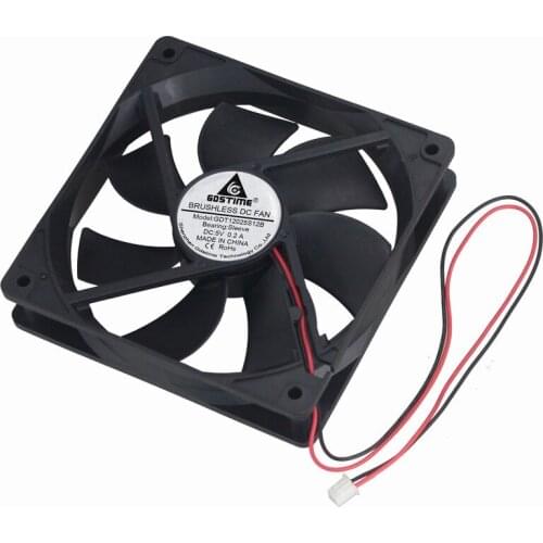 Gdstime 2 Pcs 0.2A 120mm*120mm*25mm DC 5V Cooling Fan 120mm x 25mm 12cm 2Pin 1500RPM Brushless PC Computer Case Cooler 12025