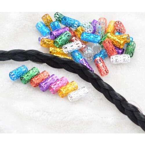 Wholesale mix color 100Pcs 16/8mm Plated hair braid dread dreadlock beads adjustable cuff clip 8mm hole clip hair styling diy