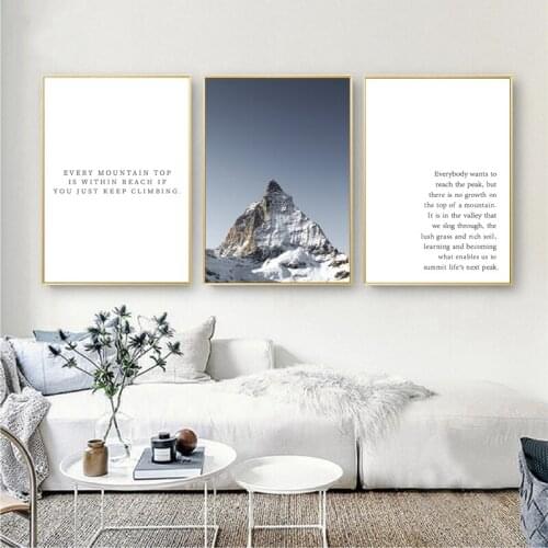 Switzerland Mountain Nature Landscape Canvas Poster Inspirational Quote Matterhorn Wall Art Painting Print Decorative Pictures