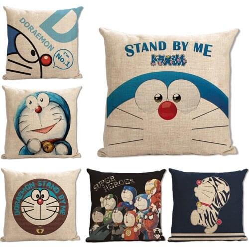 Doraemon pillow cover, cute Japanese creative cartoon Animation Doraemon cat throw pillow cover wholesale