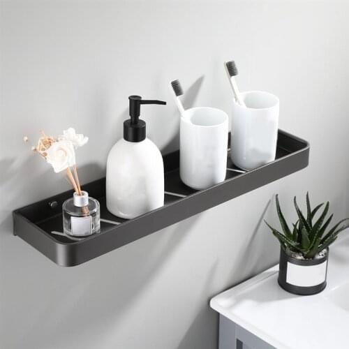 Bathroom Shelf Storage Rack Space Aluminum Bathroom Shelves Wall Mounted Kitchen Storage Rack For Spice Bathroom Accessories