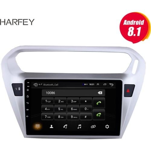 Harfey Touchscreen radio Bluetooth 9" Android 8.1 GPS Navi For Citroen Elysee Peguot 301 2013-2015 TPMS DVR SD 3G WiFi Rear SWC