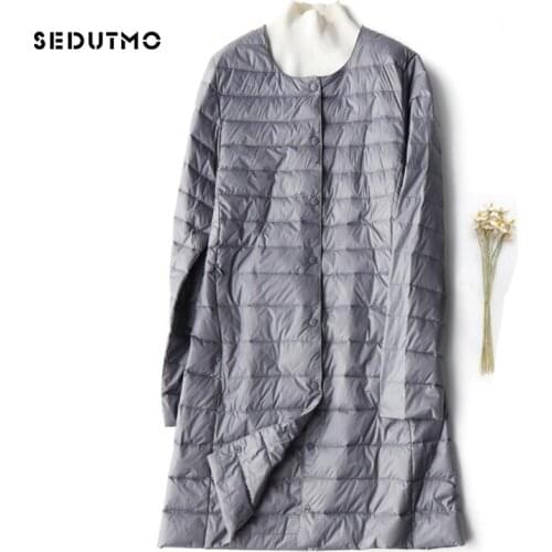 SEDUTMO Winter Plus Size 4XL Duck Down Jackets Women Long Ultra Light Thin Coat Spring Slim Casual Basic Puffer Jacket ED1096