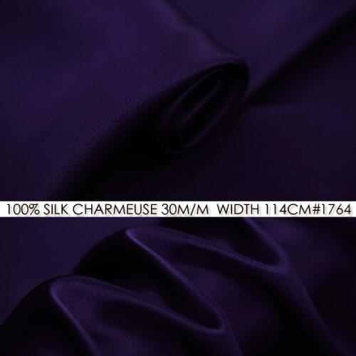 CISULI SILK CHARMEUSE SATIN 114cm width 30momme/100% Pure Silk Fabric/Wedding Dress Sewing Fabric Suppliers Deep Purple NO 1764
