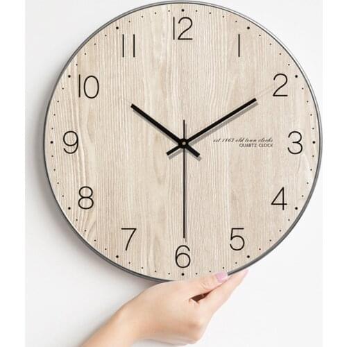 Modern Minimalist Wall Clock Living Room Wooden Wall Clock Nordic Quartz Wall Clock Hanging Table Creative Bedroom Mute Clock