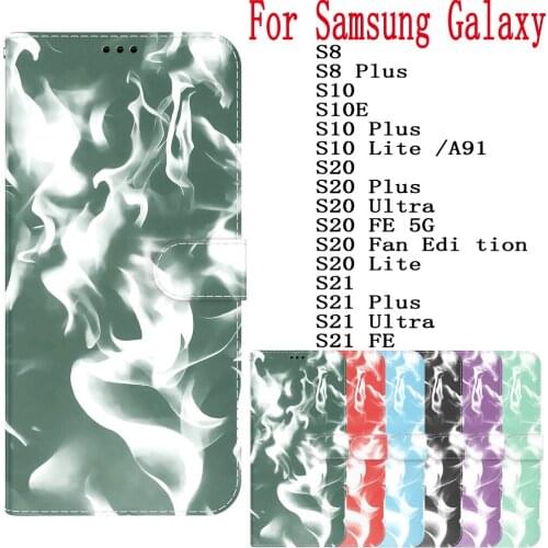 Sunjolly For Samsung Galaxy S8 S10 Plus S10E S10 Lite S20 S21 Plus Ultra FE Case Cover coque Leather Case Flip Card Wallet Stand