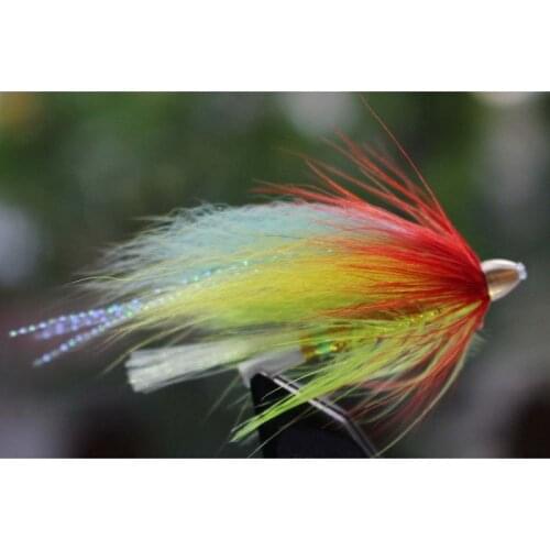 Tigofly 24 pcs/lot Yellow&Green Feather Cone Head Tube Fly Streamer Fly Salmon Trout Steelhead Fly Fishing Flies Lures
