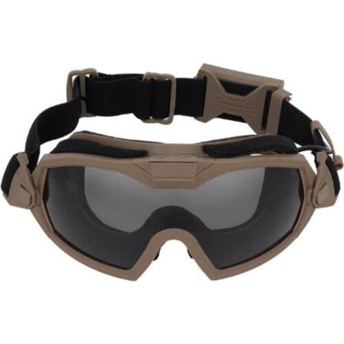 Military Airsoft Tactical Goggles With Fan Shooting Glasses Motorcycle Windproof Paintball CS Wargame Goggles 2 Lens Black DE