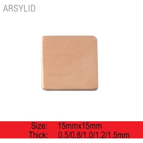 10 pcs 15mmx15mmx0.5mm1.0mm Copper Shim Heatsink thermal Pad Laptop GPU CPU VGA North South Bridges Chip RAM Copper Heat sink