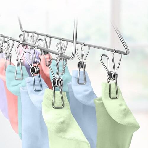 100pcs Multipurpose Stainless Steel Clips Clothes Pins Pegs Holders Clothing Clamps Sealing Clip Household Clothespin