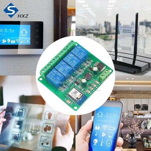 Tuya 4-Channel WiFi Remote Relay Module Mobile Phone APP Control Smart Switch