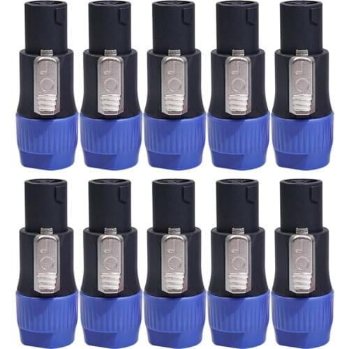 ALLOYSEED 10Pcs/Lot 4-Pole 4Pin NL4FC Connector Ohm Plug Speaker Audio Cable Plug Adapter 4 Pin Speakon Female Jack Accessories