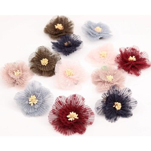 4Pcs Flower Ball Padded Appliques For Clothes DIY Childrens Hair Clip Hat Crafts Patches Decor Ornament Accessories