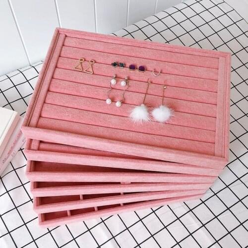 New Pink Velvet Jewelery Organizer Jewelry Boxes and Packaging Jewellery Display Ring Earring Holder Bracelets Necklaces Display