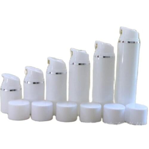 30ML white plastic airless bottle with silver line with white lid or clear lid for Cosmetic Packaging products