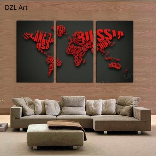 Unframed 3 panels Hot Sell Beautiful Map Modern Home Wall Decor painting Canvas printing Art HD printing Painting