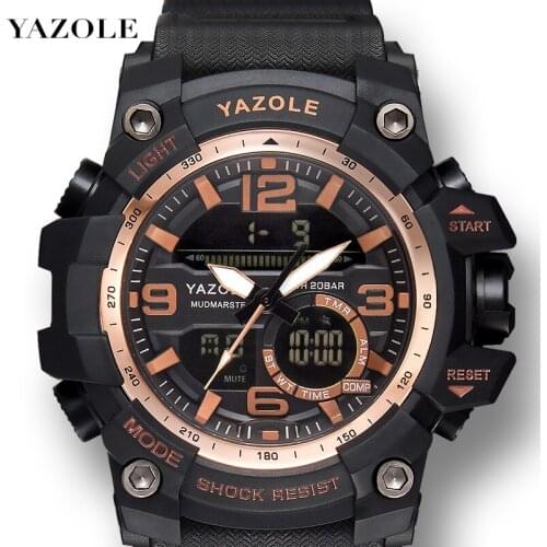 Top Luxury Brand Sports Chronograph Multi-function Vibration Digital Military Watches YAZOLE Mens Watch Male Clock Reloj Hombre