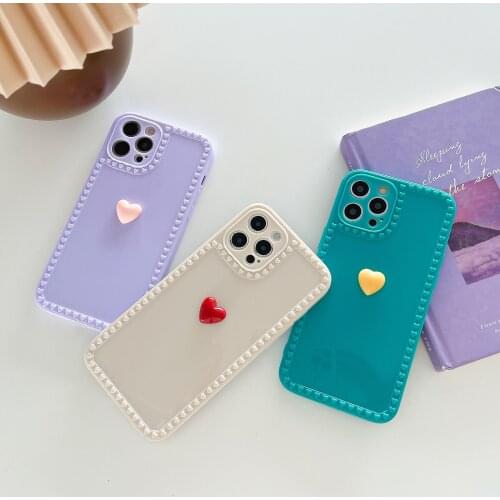 Candy Color Little Heart Case for iPhone 12 Pro Max Back Phone Cover for 12 Mini 11 Pro Max X XS XR 8 7 Plus SE 2020 Capa