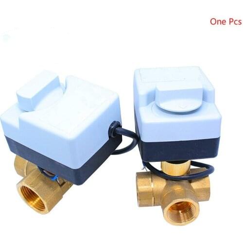 DN15 DN20 DN25 AC220V Electric Ball Valve,Brass Motorized Valve Actuator 3 Way For Central Air-conditioning With Manual Function