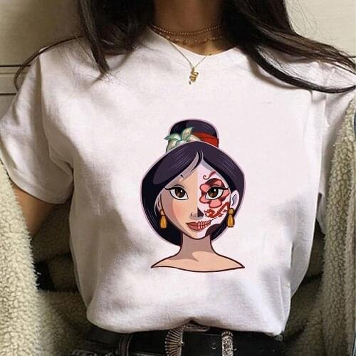 Mulan Disney T Shirt Summer Fashion Womens T-shirt Day of The Dead Princess Printed Tshirt Harajuku Female Top Tee Dropship