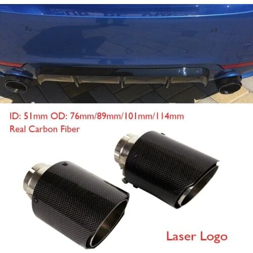 51mm Inner Car Exhaust Pipe Muffler Car Tips Real Carbon Fiber for Universal SUV Auto Performance Muffler Pipe