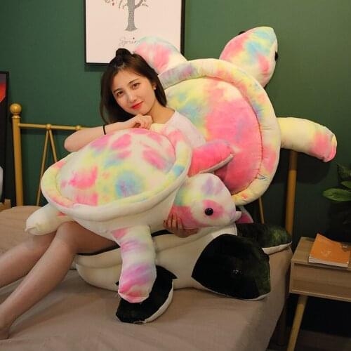 80cm Huge Size Colorful Plush Tortoise Toy Cute Turtle Plush Pillow Big Stuffed Soft Cushion for Girls Baby Vanlentine Gift