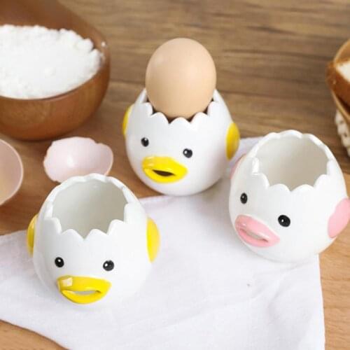 Cartoon Chick Ceramic Egg Divider White Egg Yolk Separator Creative Egg Liquid Filter Baking Utensils Egg Holder Kitchen Tool