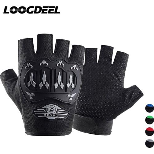 LOOGDEEL Cycling Half Finger Gloves Shockproof Non-slip Wear-resistant Elastic Outdoor Exercise Climbing Running Unisex Gloves