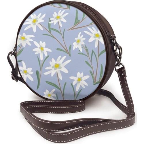 Cute Edelweiss Flowers Bag Round Shoulder Bag Small Women Fashion Summer Messenger Crossbody Bags