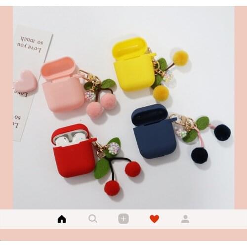 Cute Hairball Silicone Case For Airpods 1 2 Cover Good Bluetooth Wireless Earphone Shell For Airpod Cute Furball Keychain Pink