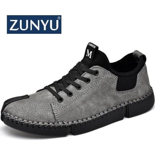 ZUNYU 2019 New Mens Shoes Mens Flats,High Quality leather Casual Men Shoes Handmade Moccasins Shoes for Male Big Size 38-46